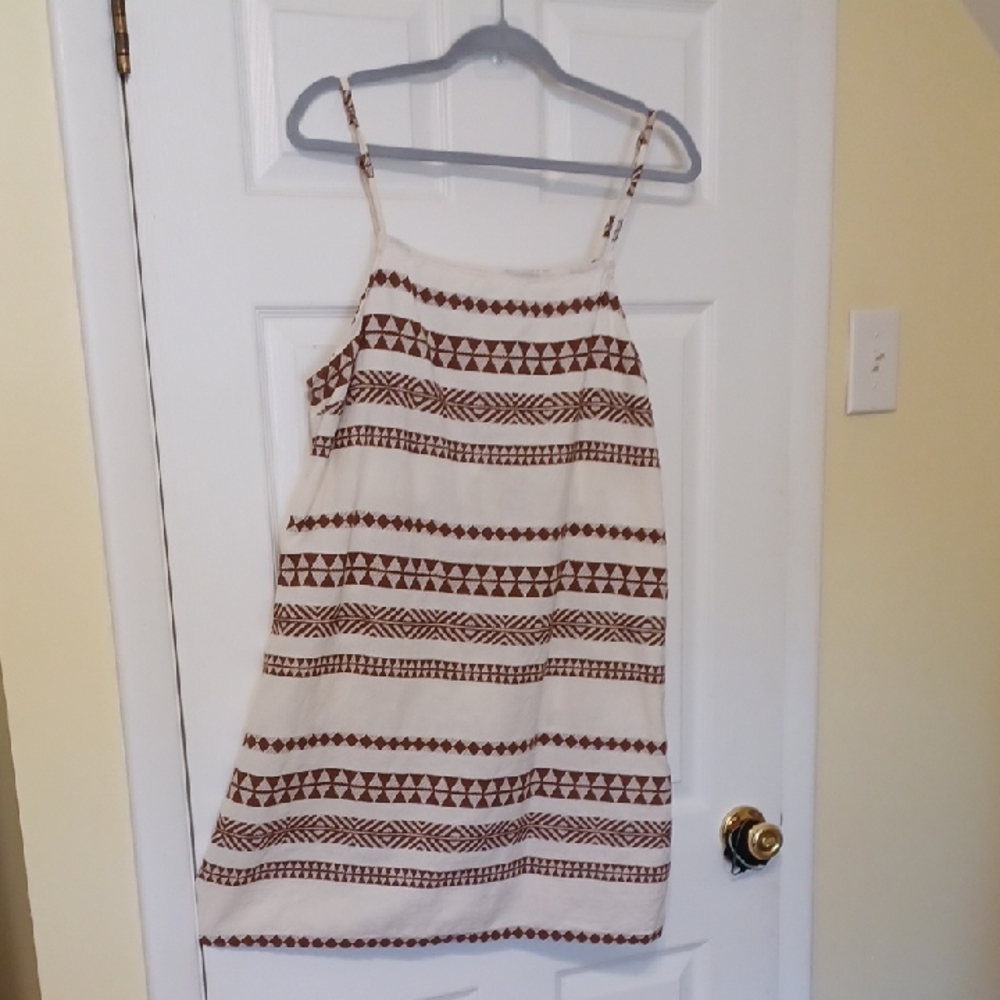 Aerie Sz XL, Brown and Cream Patterned mini Sundress With Open Back